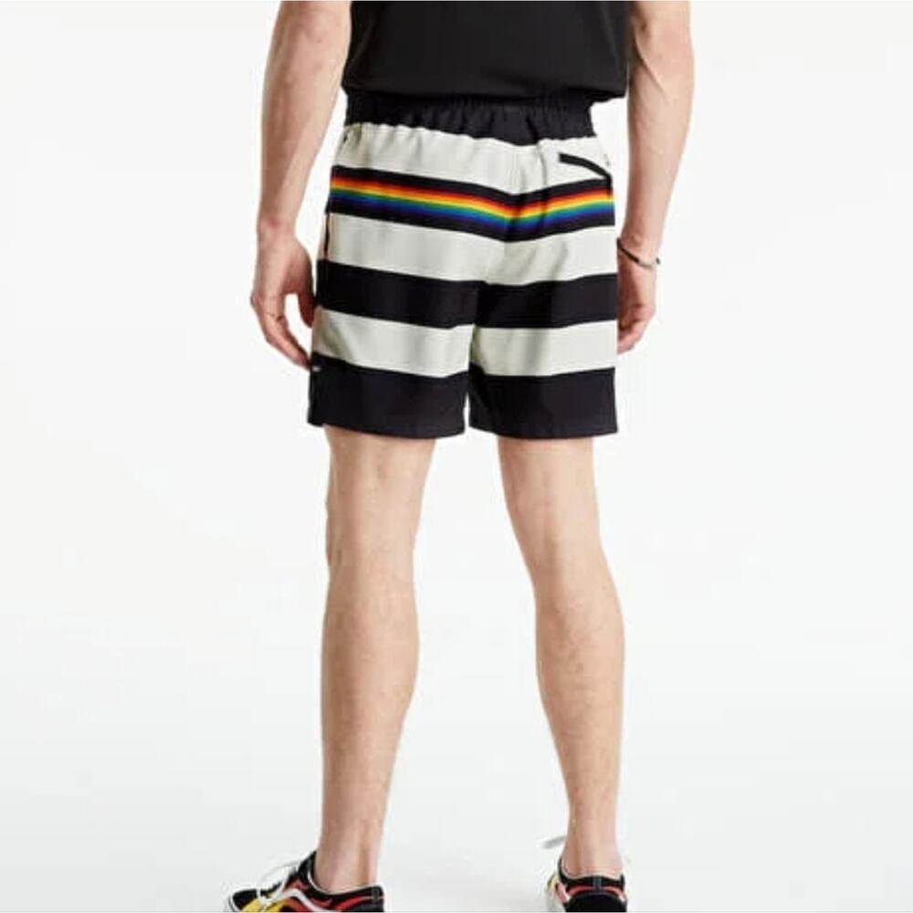 Vans Pride Collection Rainbow Striped Volley Swim Shorts Black Cream Medium NWT - Picture 4 of 11